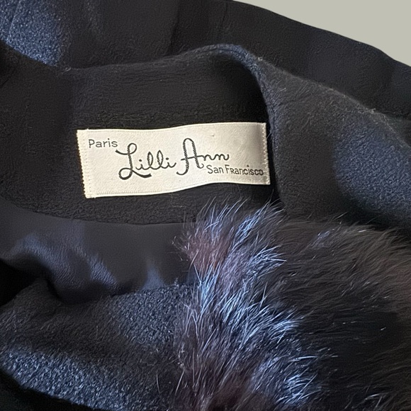 vintage Lilli Ann black wool jacket with fur trim size small - Picture 10 of 12